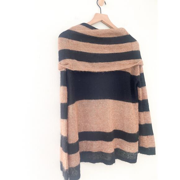 Free People Lulu Rugby Stripe Sweater XS Alpaca Cowl Neck Off Shoulder Casual - Picture 9 of 10